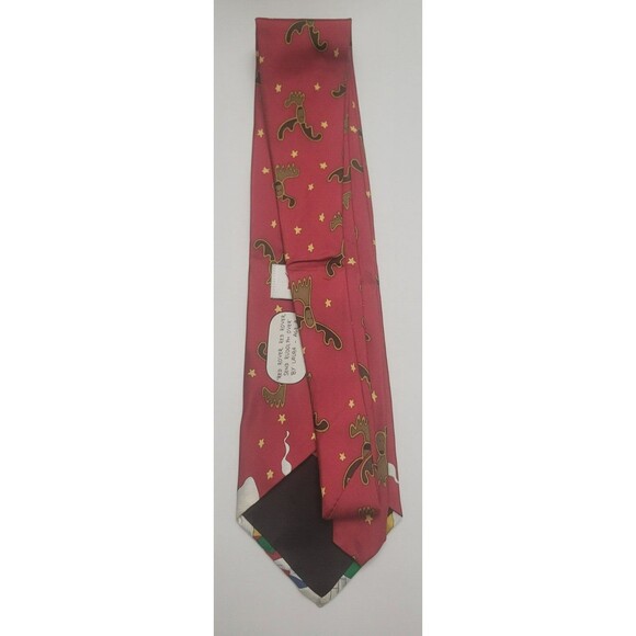 The Save The Children Collection Mens Neck Tie Santa Reindeers Flying 100% Silk - Picture 2 of 3